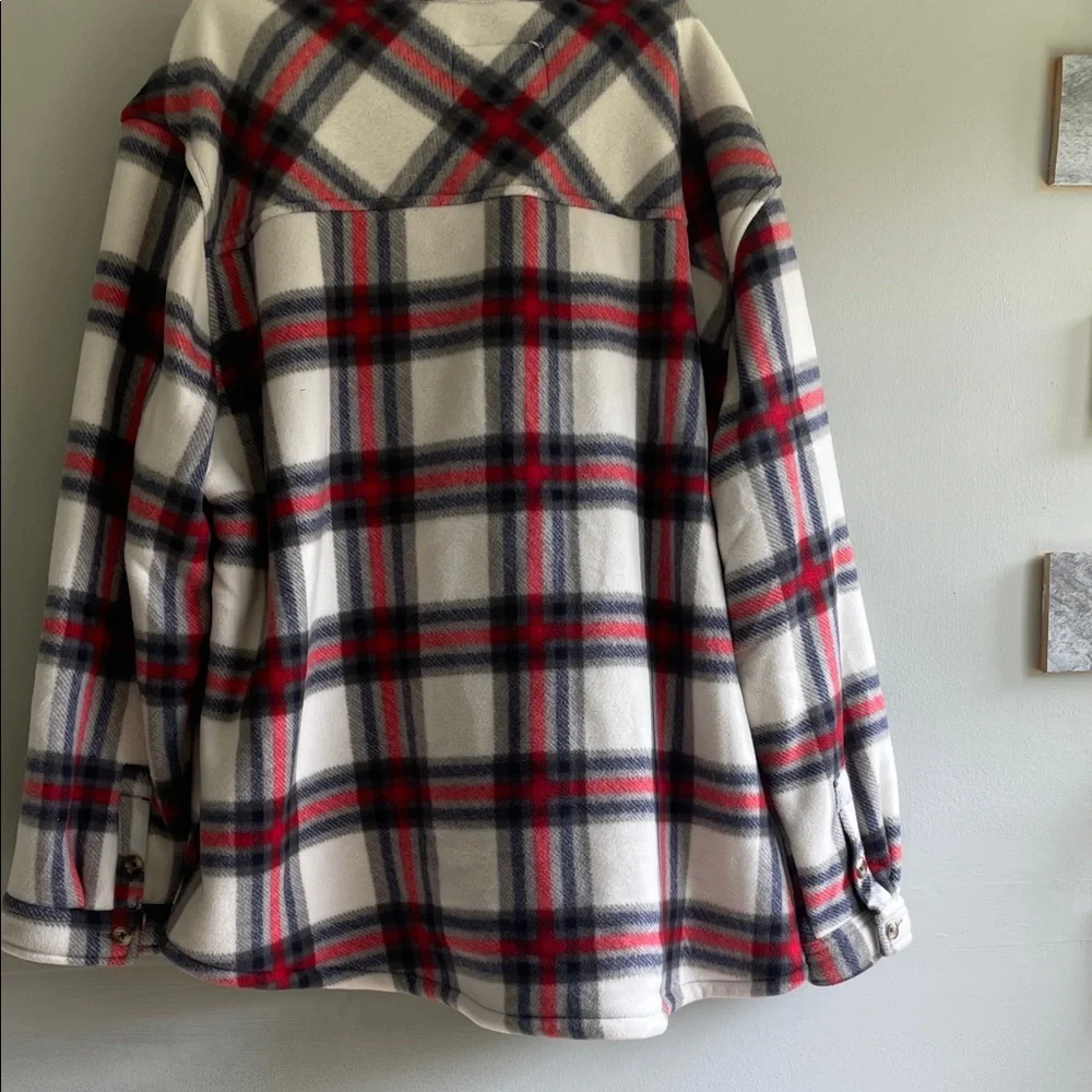SAGE Collective Shacket Womens XXL Multi Red Plaid Sherpa Lined Button Front
